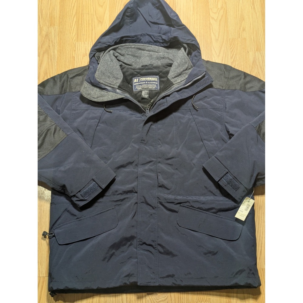 American Eagle Mens Performance Rugged All Weather Hooded Parka Jacket Navy L